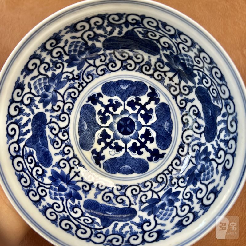 清光绪 内青花外粉彩本固枝荣纹碗 - 图20